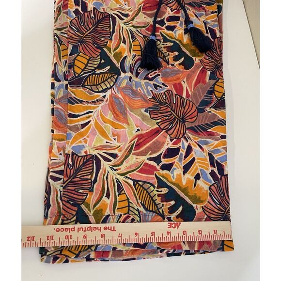 C&C California Size XL Linen Pull On Wide Leg Palazzo Pants Tropical Floral - Picture 9 of 9